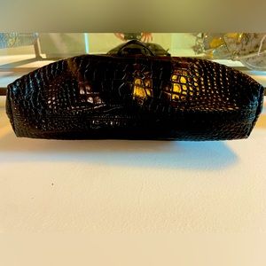 CLARE V :: Le Zip Sac Black croc!!!!